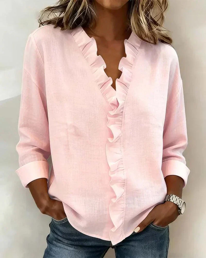 Indy - Blouse chic à col en V à volants