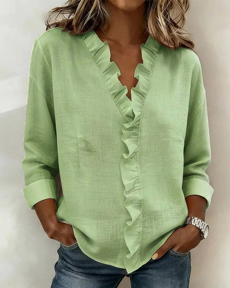 Indy - Blouse chic à col en V à volants
