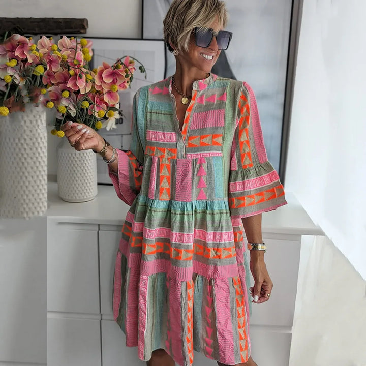 Lucy – Robe midi fluide à motif