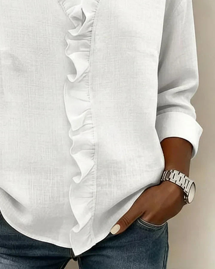 Indy - Blouse chic à col en V à volants
