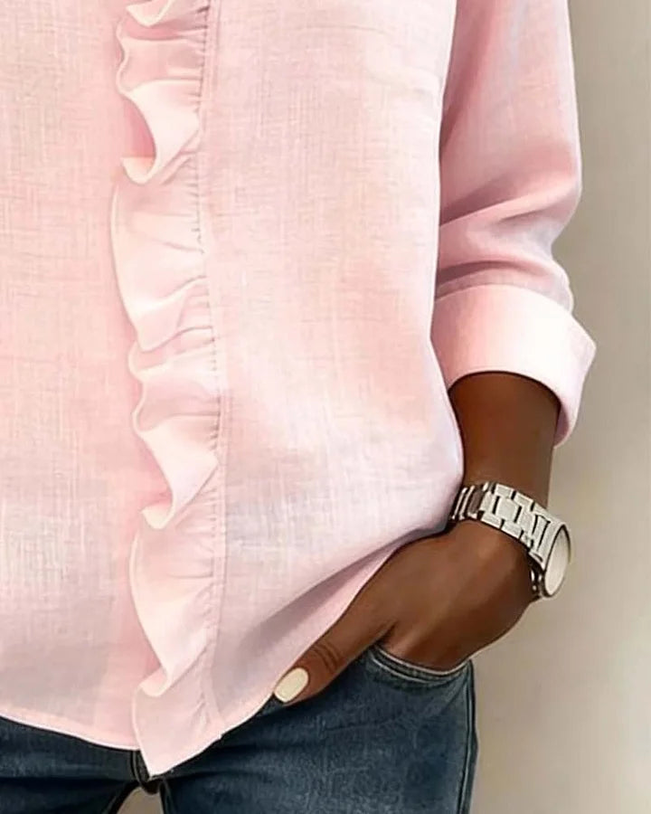 Indy - Blouse chic à col en V à volants